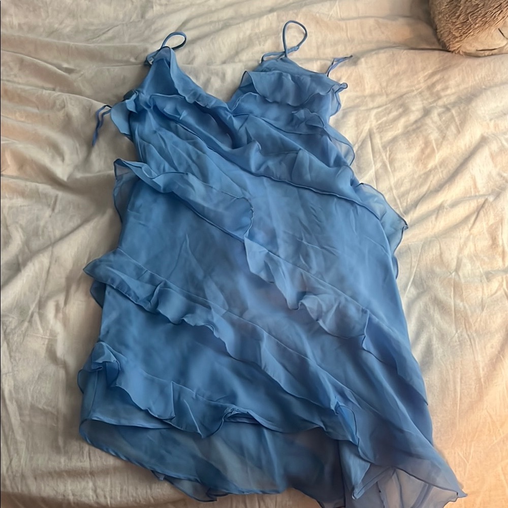 Abercrombie & Fitch blue ruffle mini dress size xs